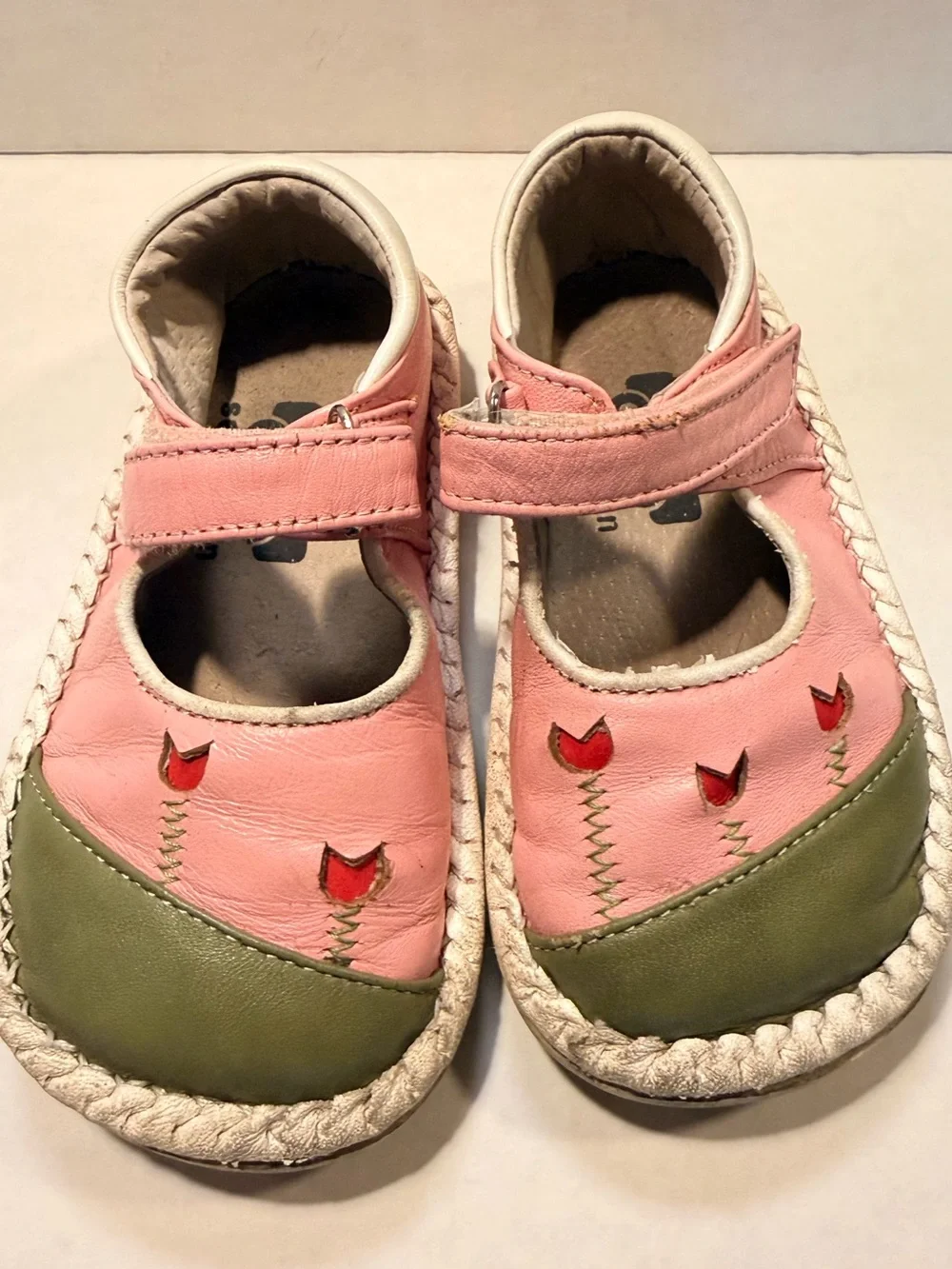 See Kai Run RARE Olive & Pink Tulip Mary Jane Early 2000’s 7